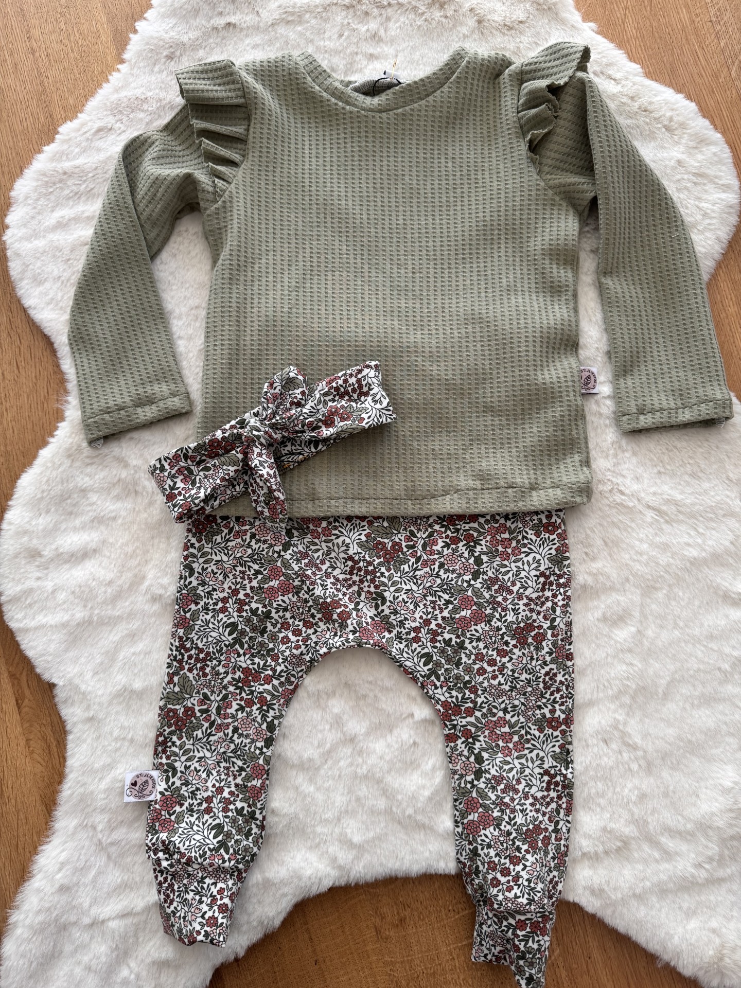 Ruffle shirt wafel groen - Afbeelding 3