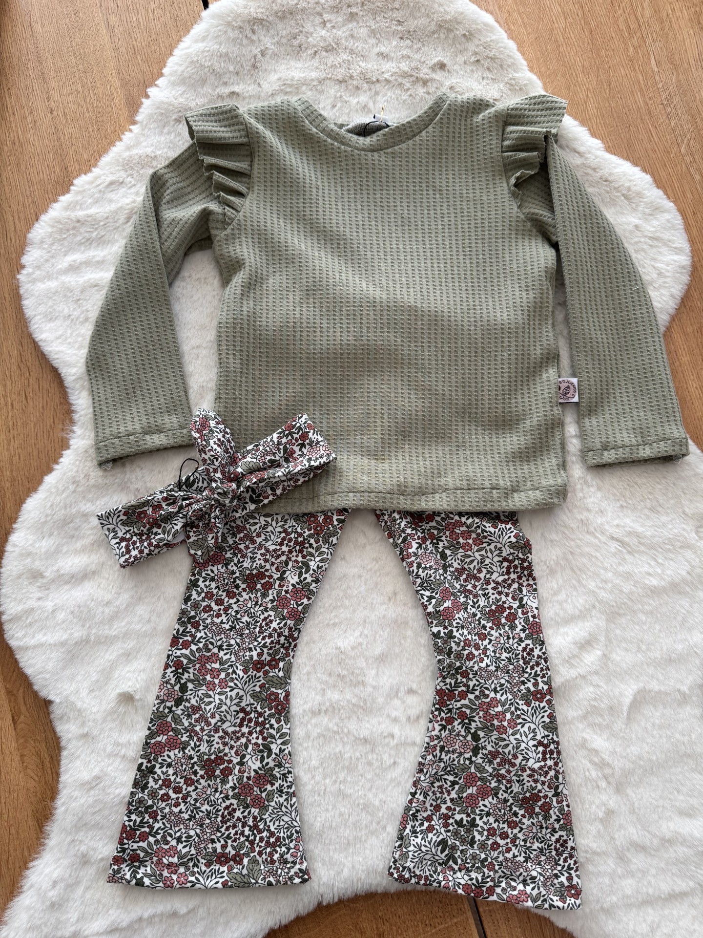 Ruffle shirt wafel groen - Afbeelding 4